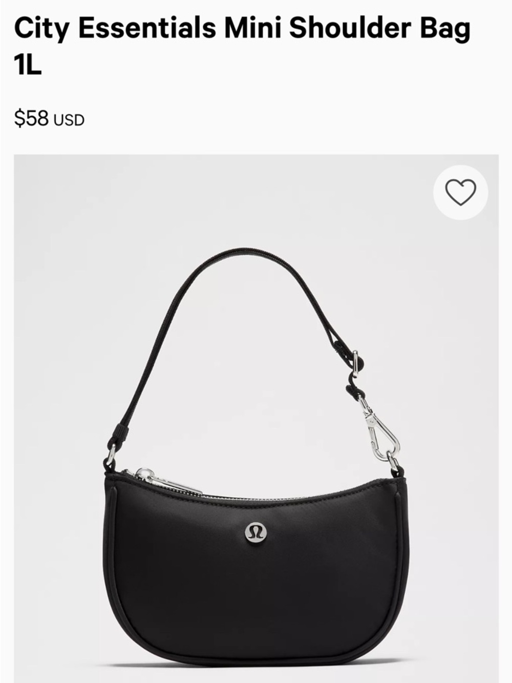 lululemon athletica City Essentials Mini Shoulder Bag — Black